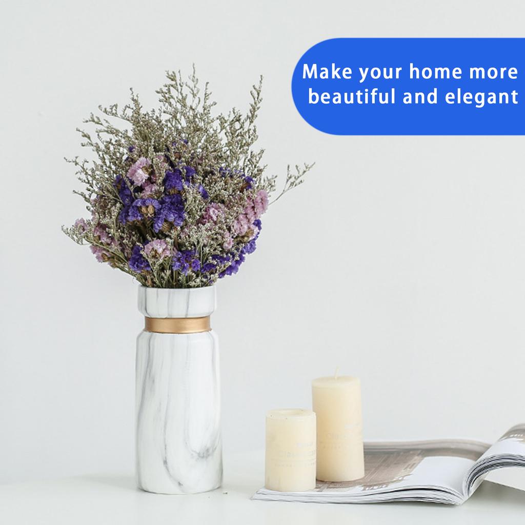 Hvit Keramikkvase Vanntrykt Marmor Blomstervase for Soverom Stue Kafé