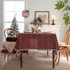 American Cotton Linen Christmas Tablecloth Holiday Plaid Dining Table Cover Snowflake Pattern
