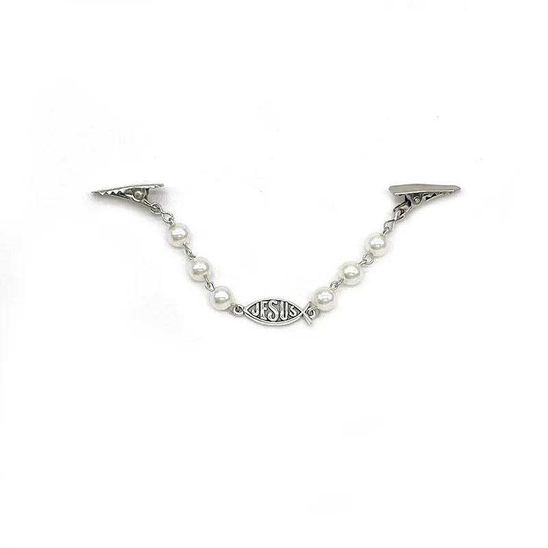 1Pcs Duck Clips Flexible Beaded Pearl Pin Brooch Cardigan Collar Clip Buckles Clothing