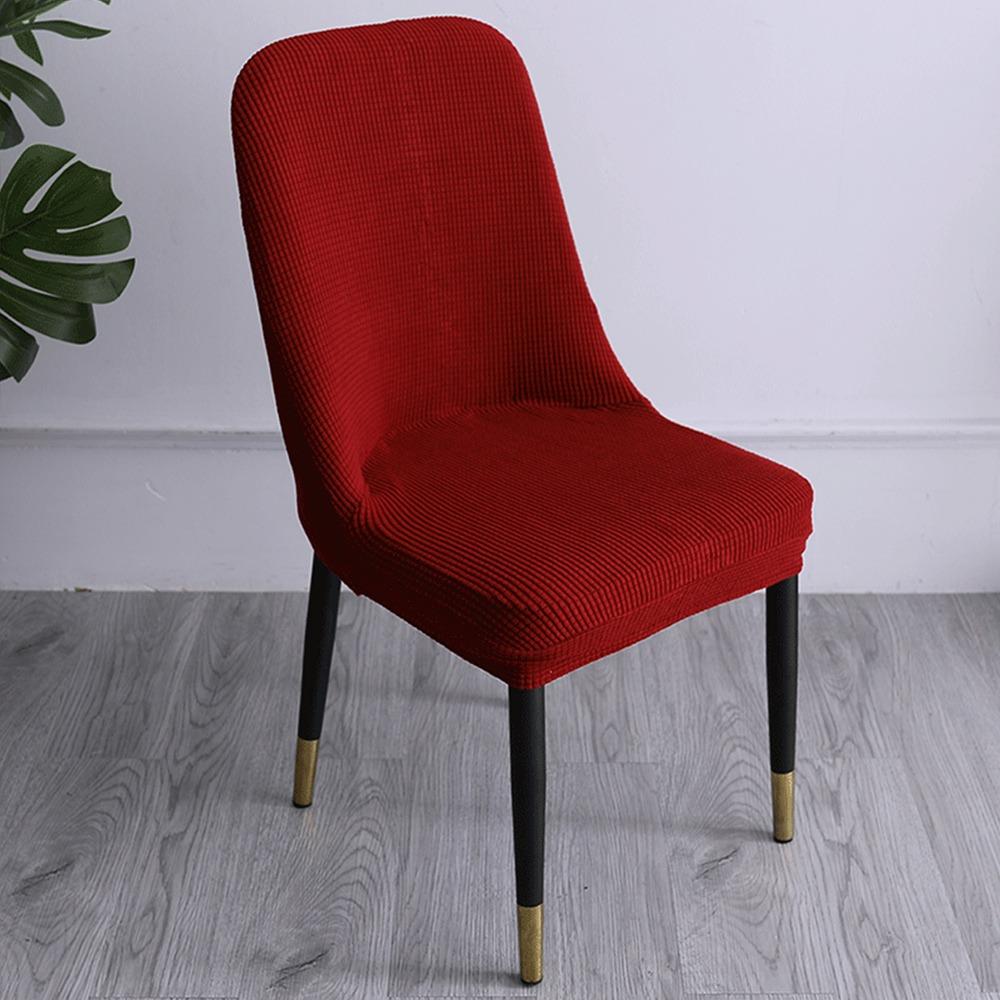 

Modern High-elastic Dining Chair Cover Anti-slip Jacquard Integrated Seat Cover Curved Soft Stool Slipcover for Home Decoration вина червоного кольору