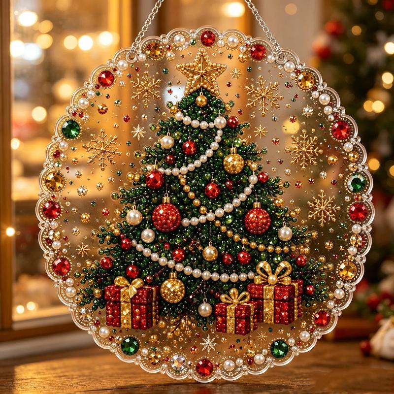 1 sada Kovový řetízek 3D Perlové korálky různých velikostí Řemesla Vánoční Perlové Kamínkové Malování Suncatcher Sada DIY Řemeslo Slavnostní Dekorace