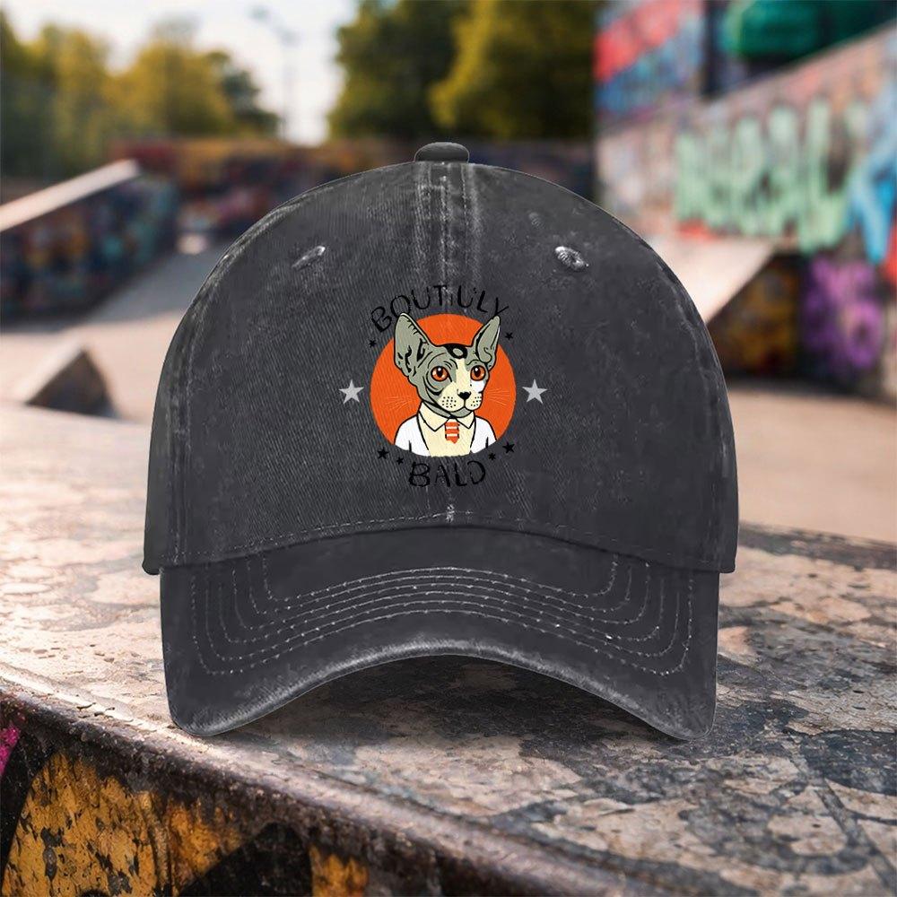 1pc Casual Fashion Sphynx Cat Print Washed Baseball Cap Premium Versatile Outdoor Accessory Unisex Duckbill Cap Suitable For