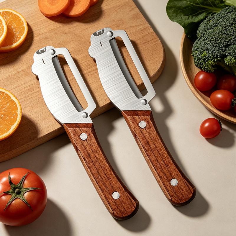 Kitchen Peeler Multifunctional Fruit Sugarcane Peeler Wooden Handle for Household Vegetables Fruit Pumpkins Scraping Tools