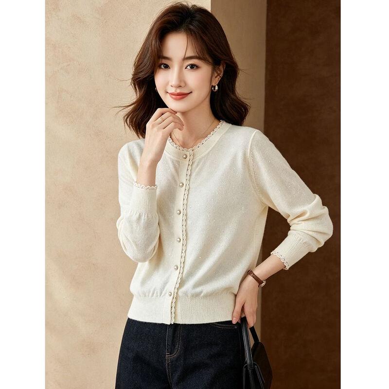 D.F.DEAR Elegant Crew Neck Knit Cardigan