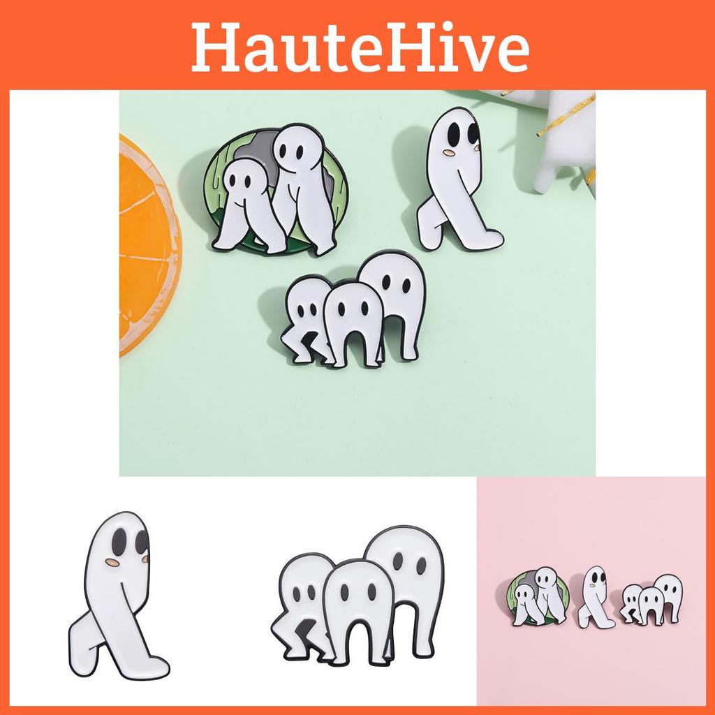 Cute And Playful White Ghost Cartoon Brooch Unisex Design Perfect For Fashion And Gifts