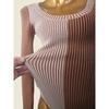 French Square Collar Sexy Color Contrast Bottoming Shirt Fashion Style Knitting Slim Fit Inner Wear Heattech Jumpsuit