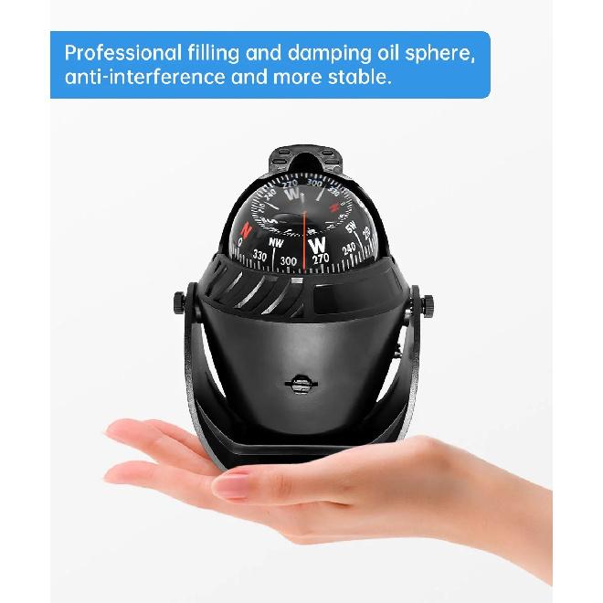 AD Waterproof Compass With Electronic LED Light Nautical Sea Pivoting Marine Boat Compass For Marine Navigation Positioning
