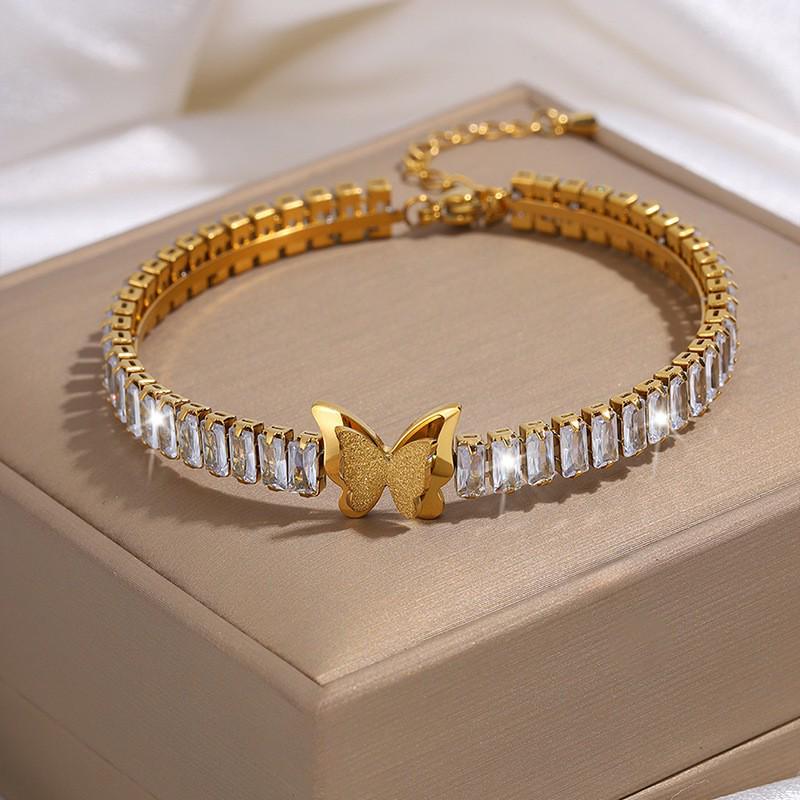 Korean Fashion Titanium Steel Diamond Inlaid Women's Luxury Bracelet