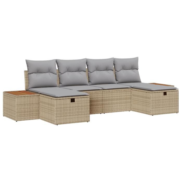 VidaXL Ensemble de canapés de jardin 6 pièces avec coussins beige rattan poly 3359652