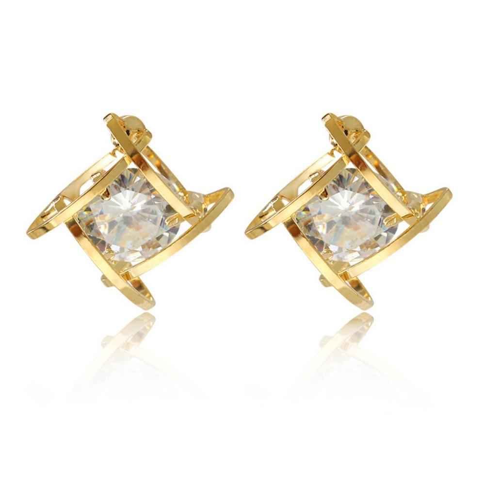Sparkling Crystal Stud Earrings for Women, Elegant Simple Style Ear Decor, Classic Inlaid Design, Wedding Dating Daily Jewelry