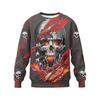 Men's Long Sleeve Neck Sweatshirt with Halloween Print, Casual Loose Fit
