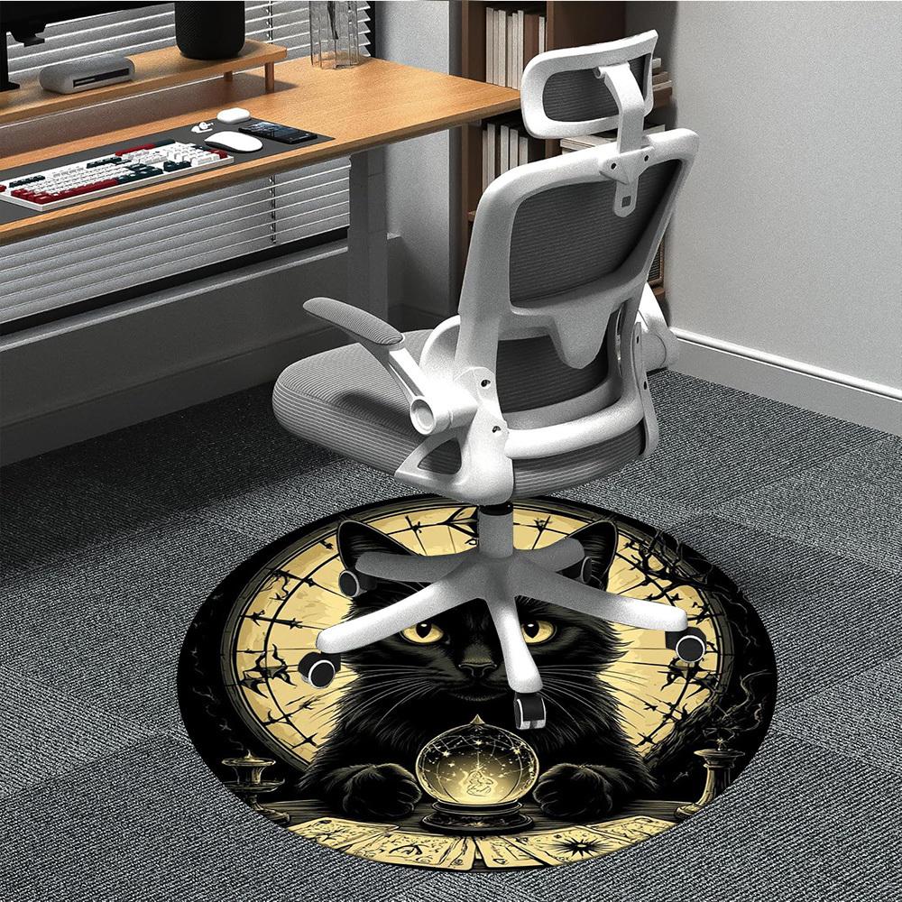 

1pc Black Cat Chair Carpet for Office Non-Slip Mat for Office - Decorative Floor Mat yy251030249 80cm by 80cm