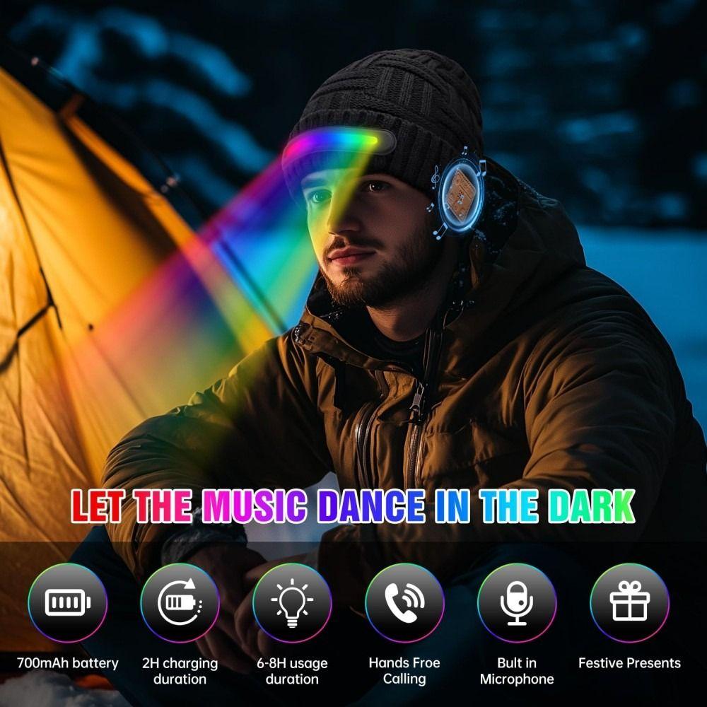 Winter Warm Bluetooth Music Knitted Hat Plus Velvet Coldproof Ear Protection Hat Supporting Wireless Calls USB Rechargeable