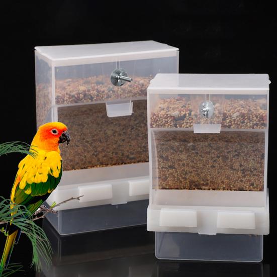 1 Set Bird Feeder Removable Transparent Plastic Parrot Hanging Automatic Feeder Garden Supply
