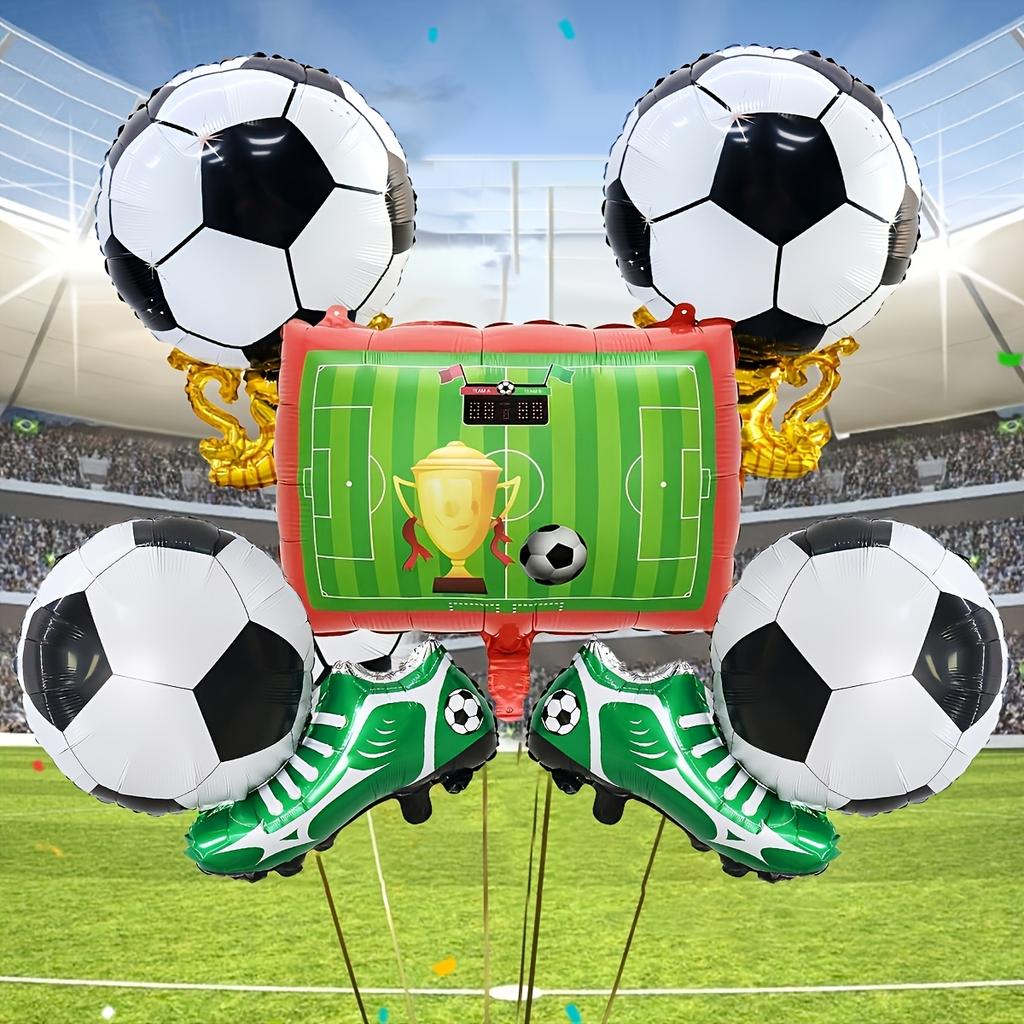 5pcs Football Themed Party Balloons Soccer Field Soccer Shoes Soccer Cup Balloon Sports Competition Decoration Photo Props