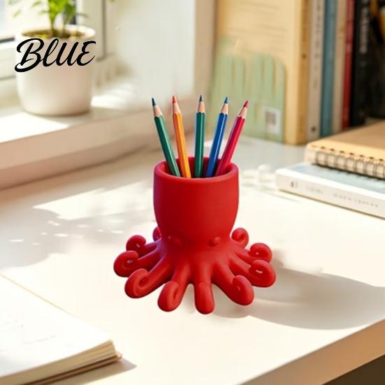 Ocean Style Decor 3D Printed Pen Holder Octopus Shape Pencil Cup Cute Paintbrush Holder Animal Desktop Organizer for Home Office Accessory Fun Desk
