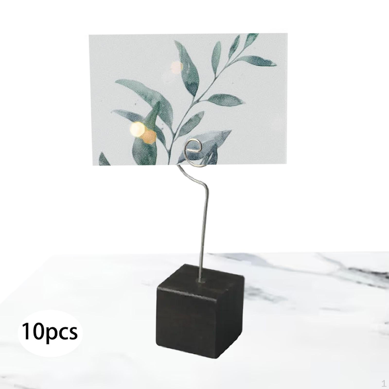 

10 штук Настільний затискач для фотографій з дерев яною основою для випускного та обіду Black