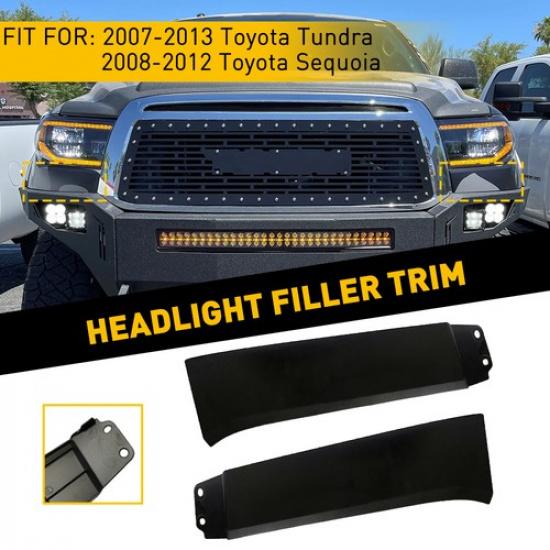 Left Right Trim Side Headlight Filler Black ABS For Toyota 2007-13 Tundra NEW