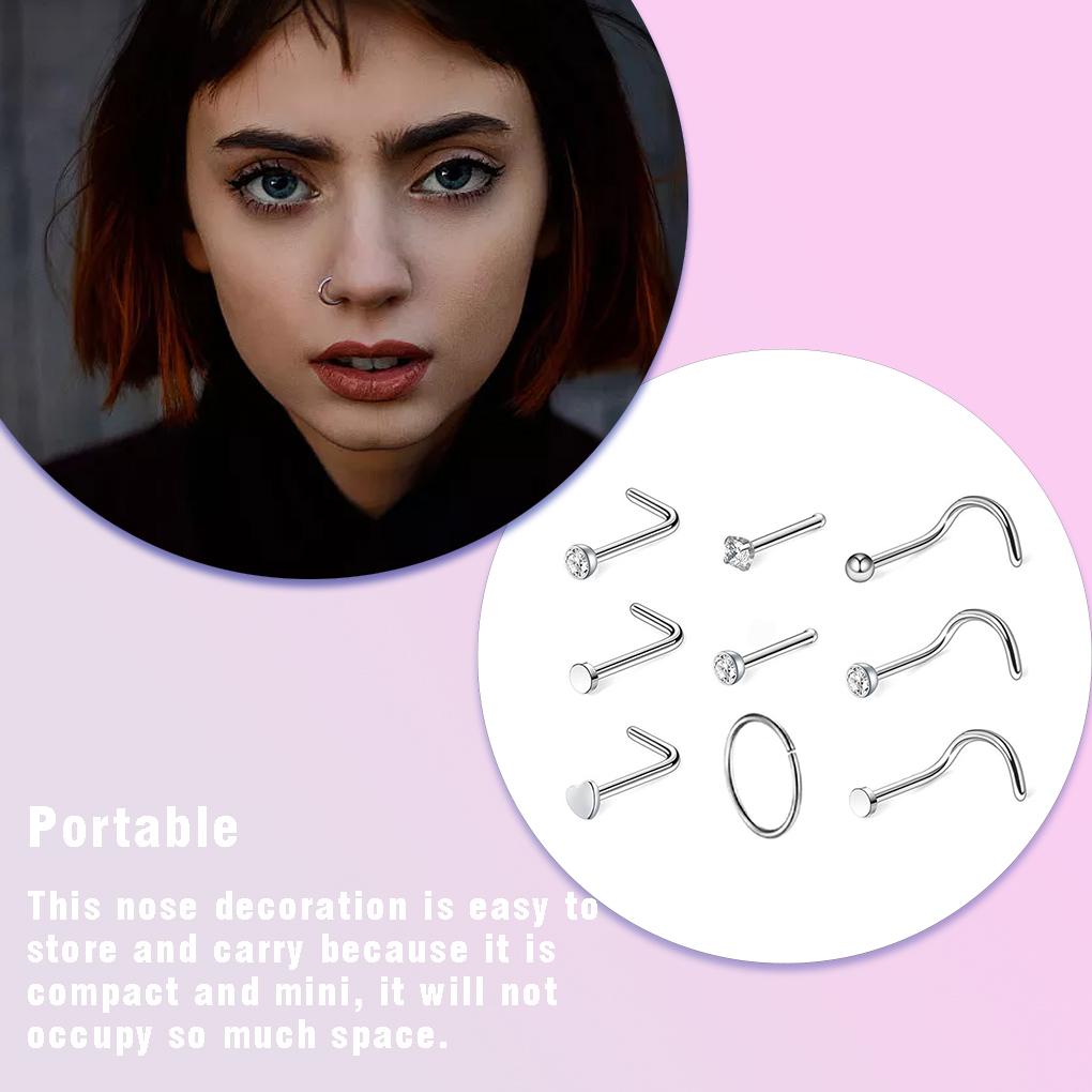 Nose Studs Set Removable Shaped Party Steel Reusable Stainless Decoration Jewelry Fashion Accessory Men Piercing DIY