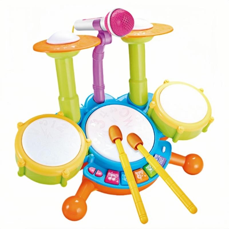 Children Jazz Drum Set Instrument Toys Baby Baby Montessori Early Educational Percussion Toy With Lights Microphone Kids Gifts
