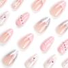 24 Pieces European and American French Wearing Nail Pads 3D Pink Fake Nail Art Patches Removable 24 Nail Pads