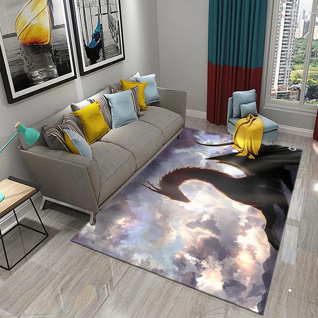 3D Cartoon Dragon Animal Print Carpet for Kitchen Toilet Living Room Esports Chair Carpet Bedside Modern Simple Non-slip Carpets