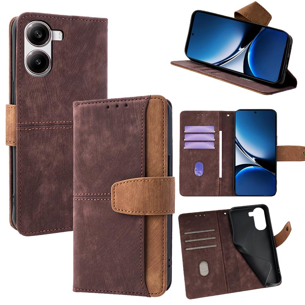 For Xiaomi Poco X7 Pro 5G/Redmi Turbo 4 5G Case RFID Blocking Color Splicing PU Leather Wallet Phone Cover