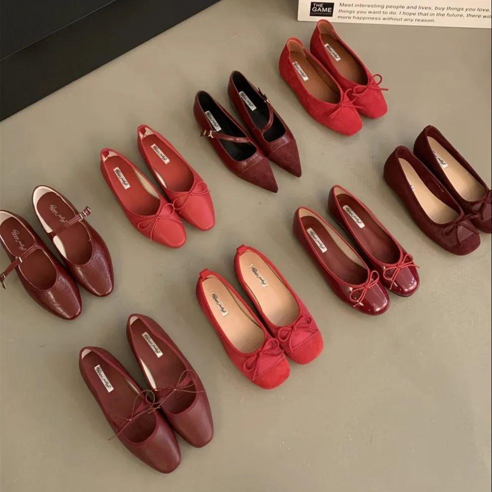 Fashion Bailamos Autumn Women's Flats Square Toe Mary Janes Shoes Soft Ballet Shoes Female Button Strap Shallow Dress Shoe Mujer