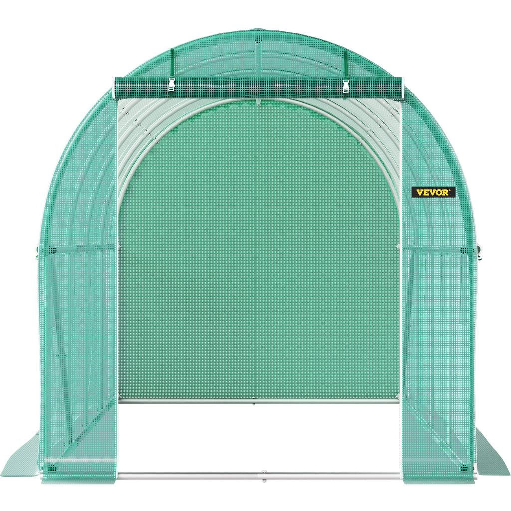 VEVOR Walk-in Tunnel Greenhouse, 4.5 x 2 x 2 m /15 x 7 x 7 ft Portable Plant Hot House w/ Galvanized Steel Hoops, 1 Top Beam, 2 Diagonal Poles