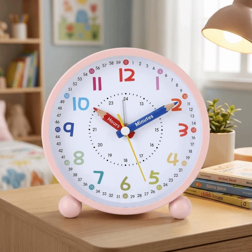 Pencil Design Children's Alarm Clock Battery Operated Time Planning Clock  Bedroom Decor