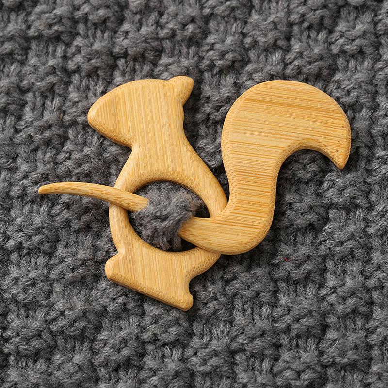 Wooden Brooch Shawl Cardigan Sweater Neckline Contraction Fixed Pin Niche Cute Animal Cartoon Brooch