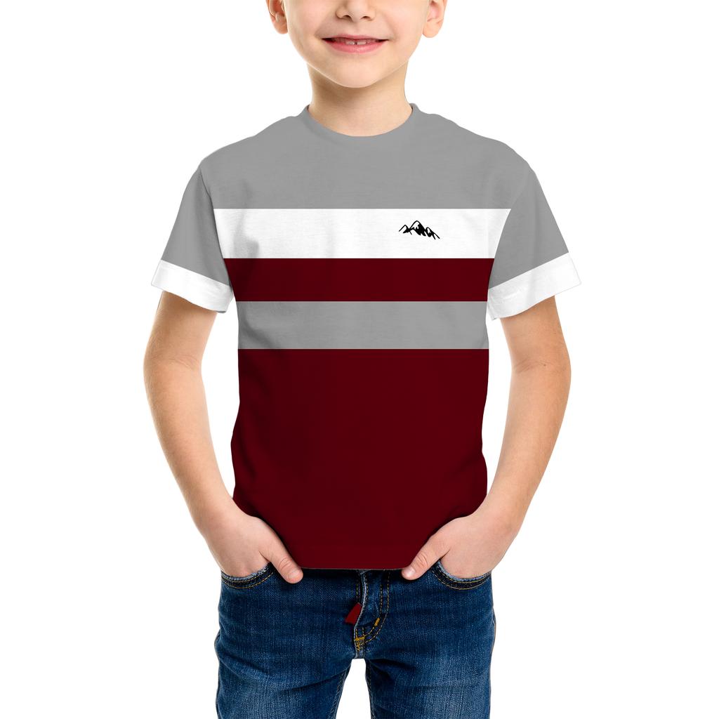 Trendy Children's Short-sleeved T-shirt with Stripes and Numbers Kids' Top