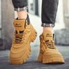 Warrior Erkek Ayakkabıları Retro Çok Yönlü İngiliz Stili Platform Yükselen Günlük Kısa Botlar