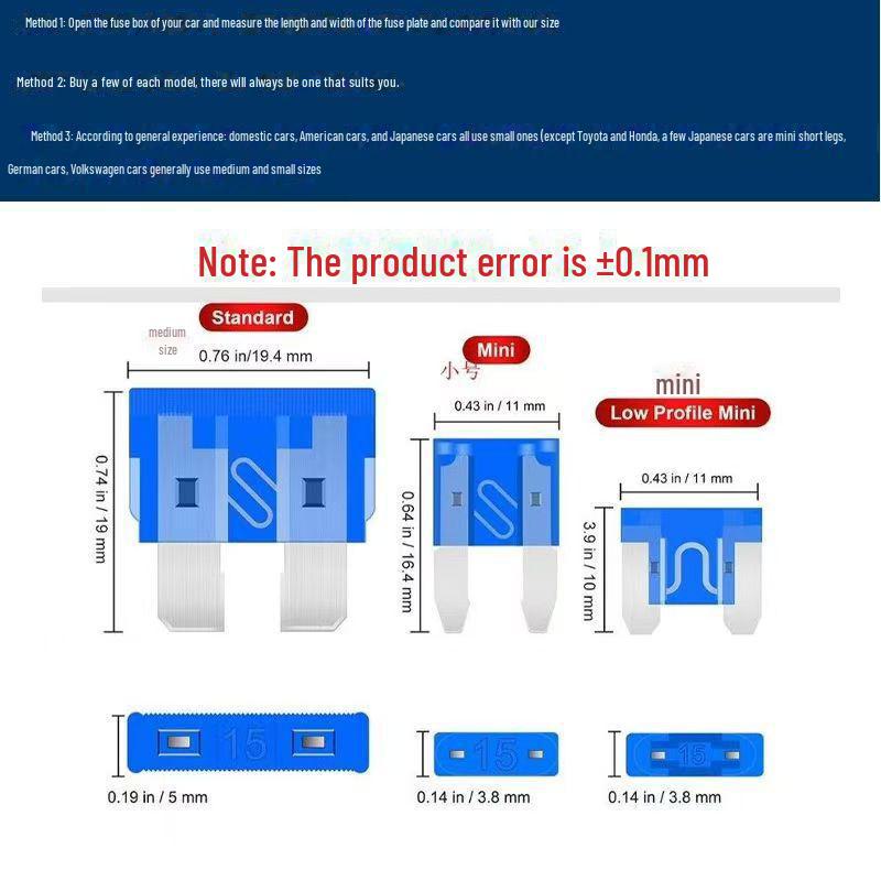 Mixed Car Fuse Pack, Medium To Mini Sizes, 5A-40A for Cars and Trucks