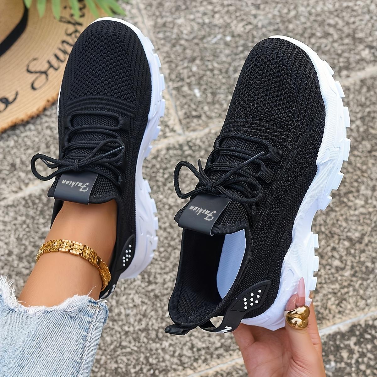 

Women Breathable Knit Sneakers Flat Casual Sneaker Women s Sports Shoes Breather Vulcanize Shoes 36 чёрный
