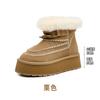 Thick-soled Inner Height-increasing Snow Boots for Women's New Winter Velvet Thickened Short Leather Wool Snow Cotton Shoes for Women