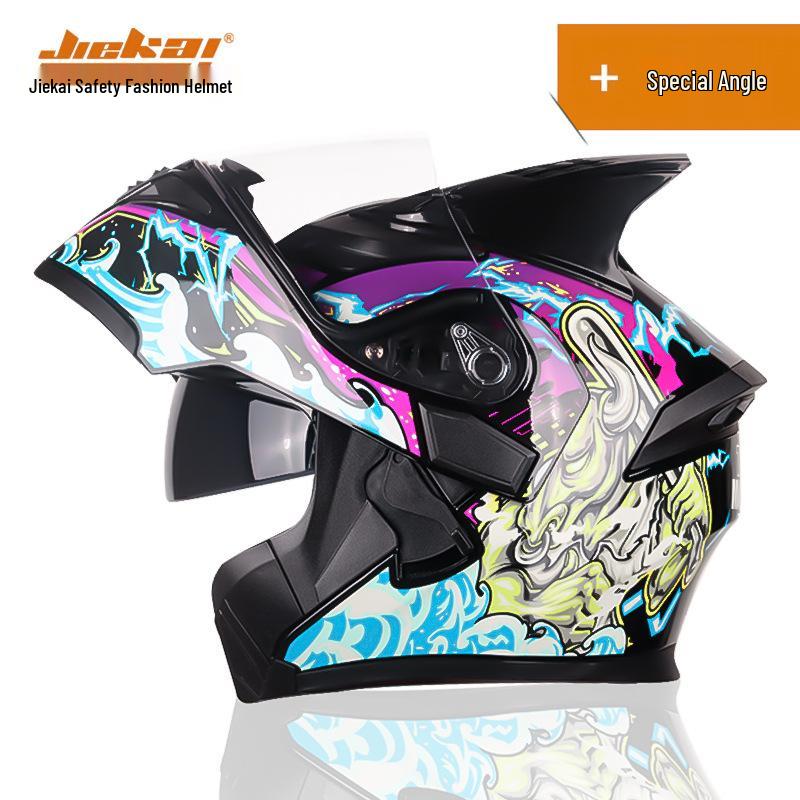 Jiekai DOT Standard Flip-up Double Visor Men's All-Season Motorcycle Helmet