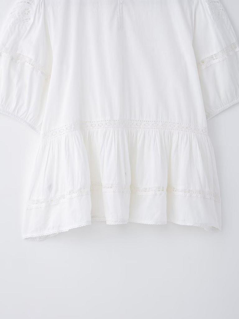 TAOP&ZA Women's Elegant Embroidered Short Sleeve Shirt - Spring/Summer