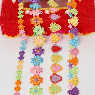 2 Yards Kleurrijk Delicaat Bloemen Madeliefjes Polyester Kantrand Geborduurd Kantlint Voor Naaien Knutselen Bruiloft