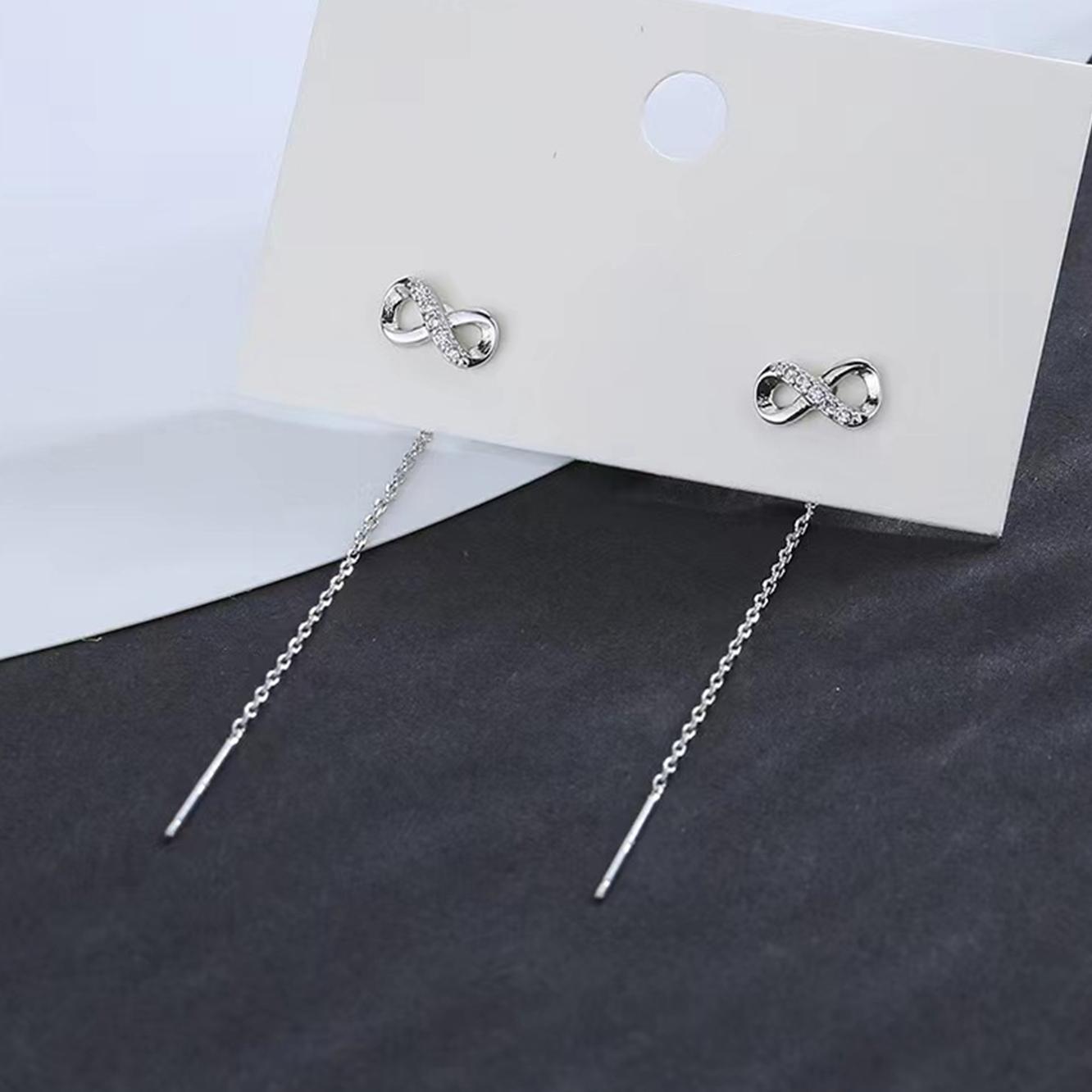 A Pair of Women s Earrings Mobius Love Infinity Long Thread Earrings Suitable for Everyday Wear