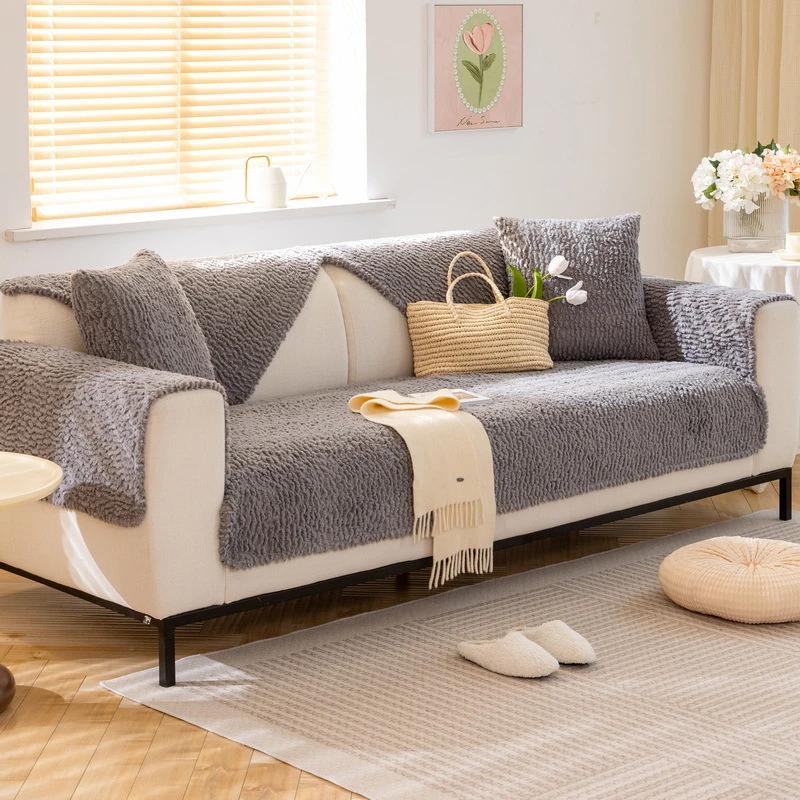 

Зимний противоскользящий коврик для дивана, толстый плюш, украшение для гостиной, подушки для дивана, современный минимализм, мебель, пылезащитные чехлы, ткань 70x70cm 1pcs