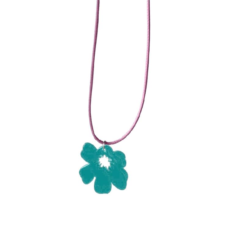 Acrylic Flower Pendant Necklace Adjustable Length Clavicle Chain Handmade Neckchain Accessories for Women and Girls