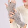 Short Fish Scale Woolen Gloves Autumn Winter New Female Student Fashion Knitted Warm Exposed Finger Sleeves Fake Sleeves