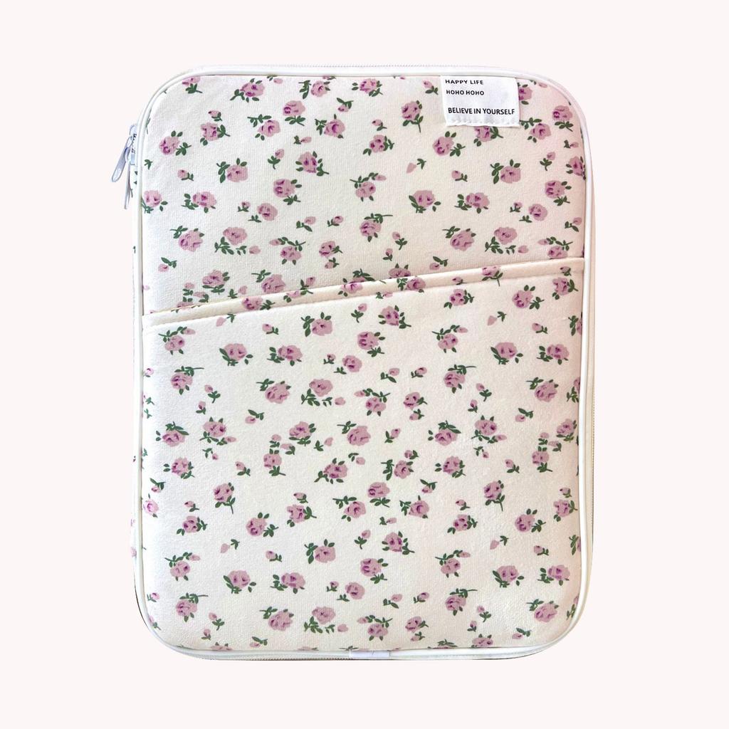 Women Floral Puffy Laptop Sleeve Laptop Bag Cover Computer Protective Sleeve for MacBook Ipad