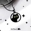 2024 Titanium Steel Black Cat Necklace For Women Men Trend Black Round Cat Pendant Sweater Chain Couple  Neck Accessories