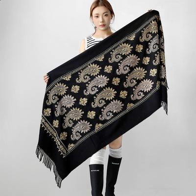 Qinghai Travel Shawl Scarf Paisley Big Cashew Scarf High-end Tassel Thickened Warm Scarf