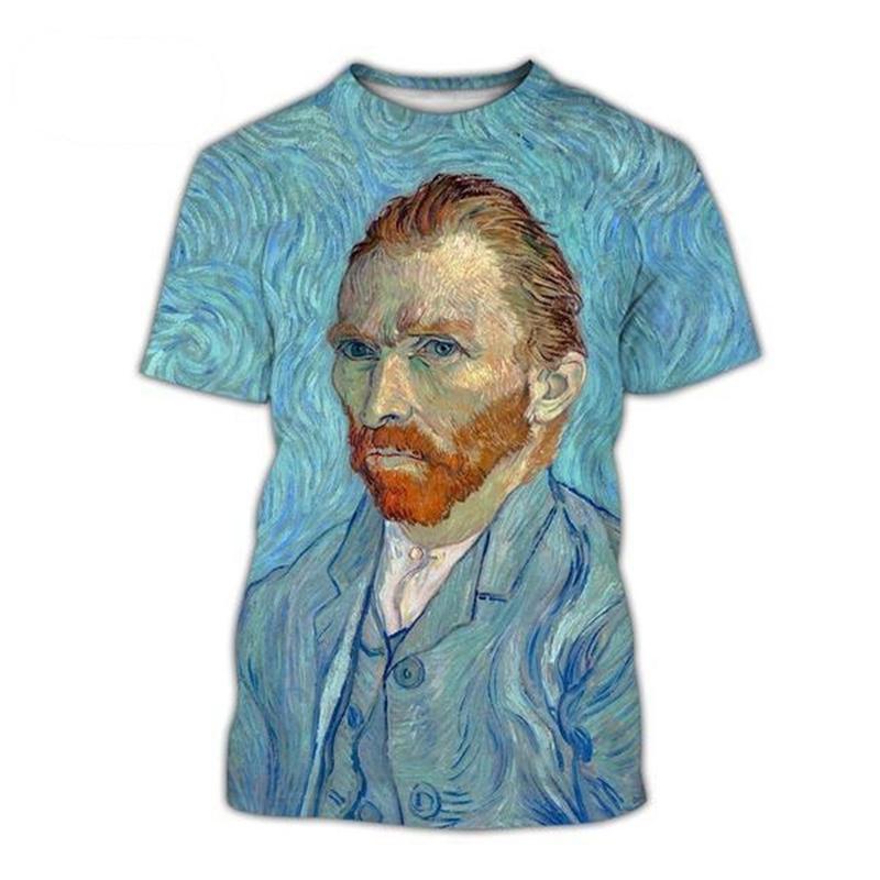 

Vincent Van Gogh Pattern T Shirt For Men Oil Painting Portrait 3D Printed T-Shirts Summer Casual 4XL
