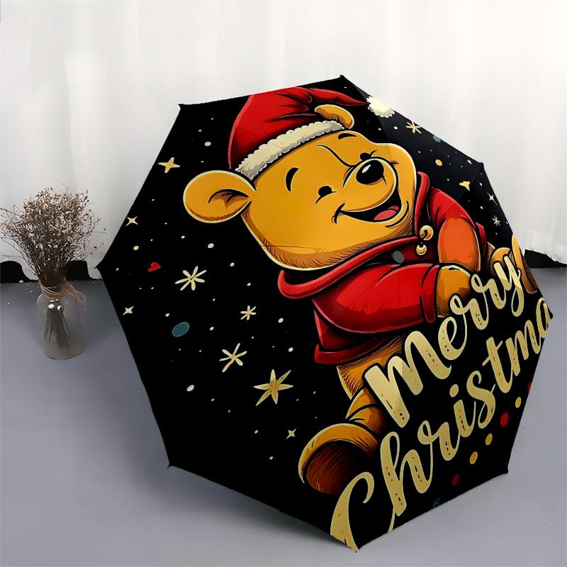 Winnie and Friends Themed Travel Umbrella-8 Ribs Automatic Opening and Closing, Portable Folding Design, Compact and Stylish Umbrella