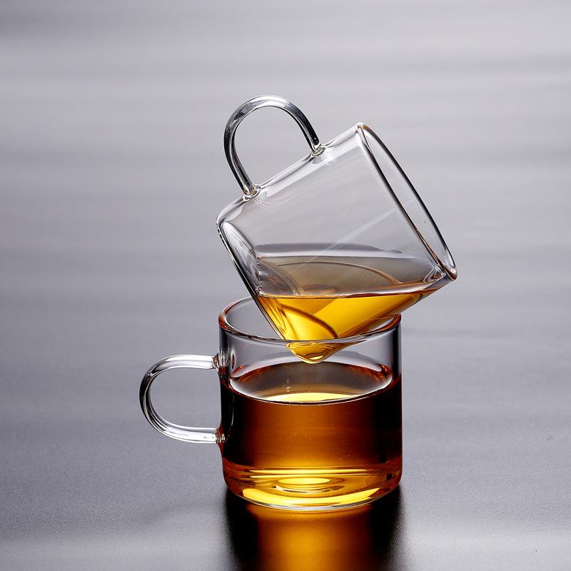 80ml/120ml Classic Tea Cup with Handle High End Transparent Drinking Glasses Household Kung Fu Tea Mug Home Kitchen Accessories