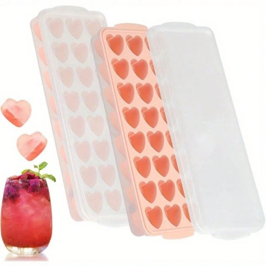 Herzförmige Eiswürfelform, multifunktionale herausnehmbare Eiswürfelschale mit Deckel, Cocktail-Eiswürfelschale, Küchenutensil